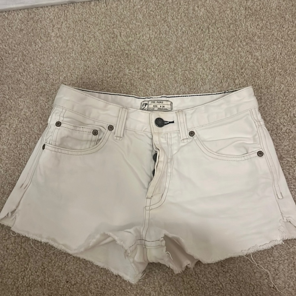 Free People White Denim Shorts